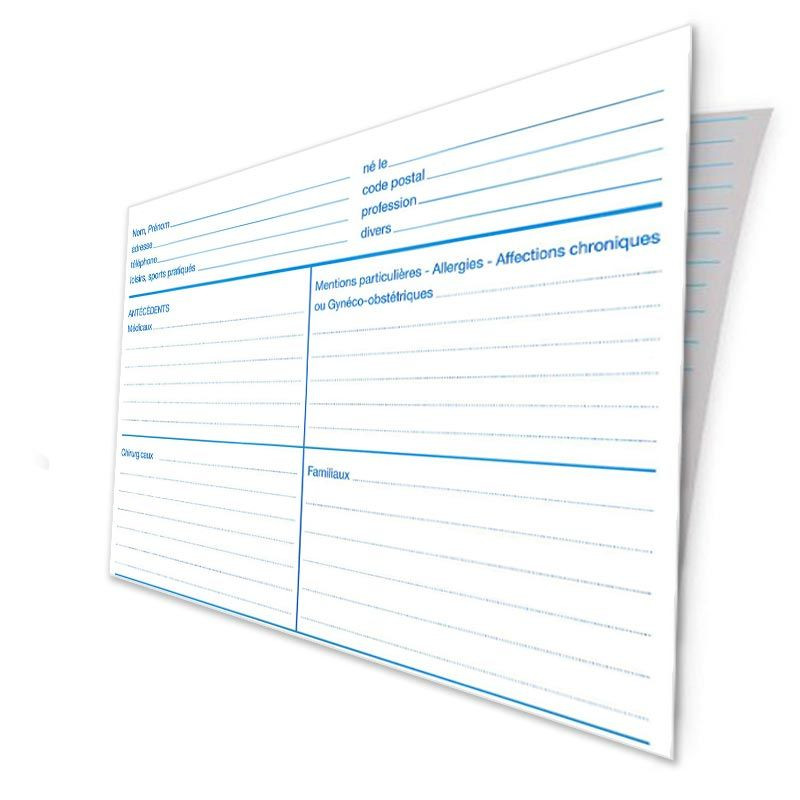 Fiche médicale patient papier 2 volets - LD Medical