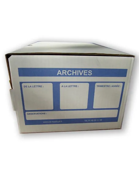 Boîte à archives pour fiches patients.
