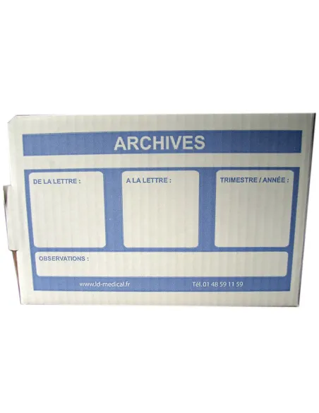 Boîte à archives pour fiches patients.