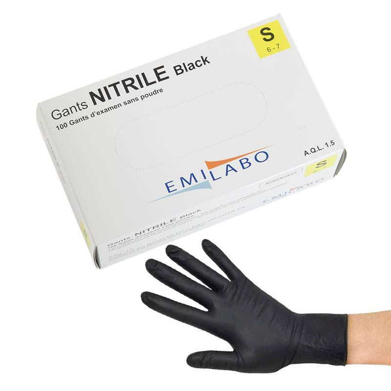 Gant d'examen nitrile noir sans poudre EMILABO - LD Medical