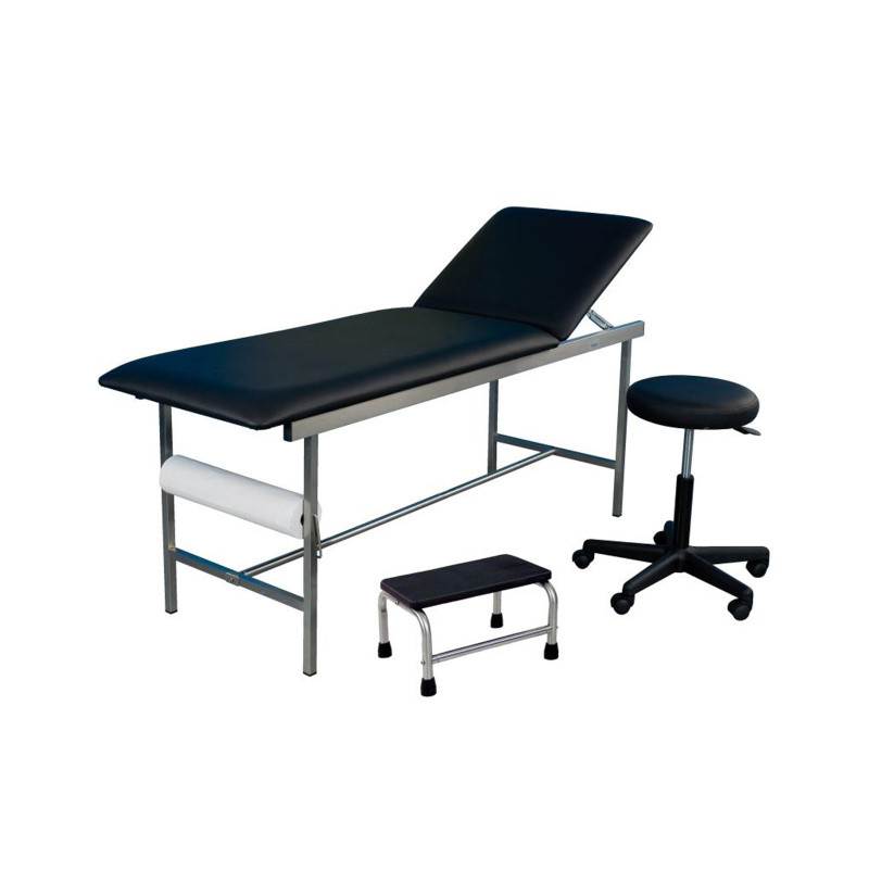 Cabinet médical complet inox - divan d'examen, tabouret et marchepied