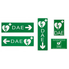 Panneau de signalisation pour défibrillateur, les 5 panneaux