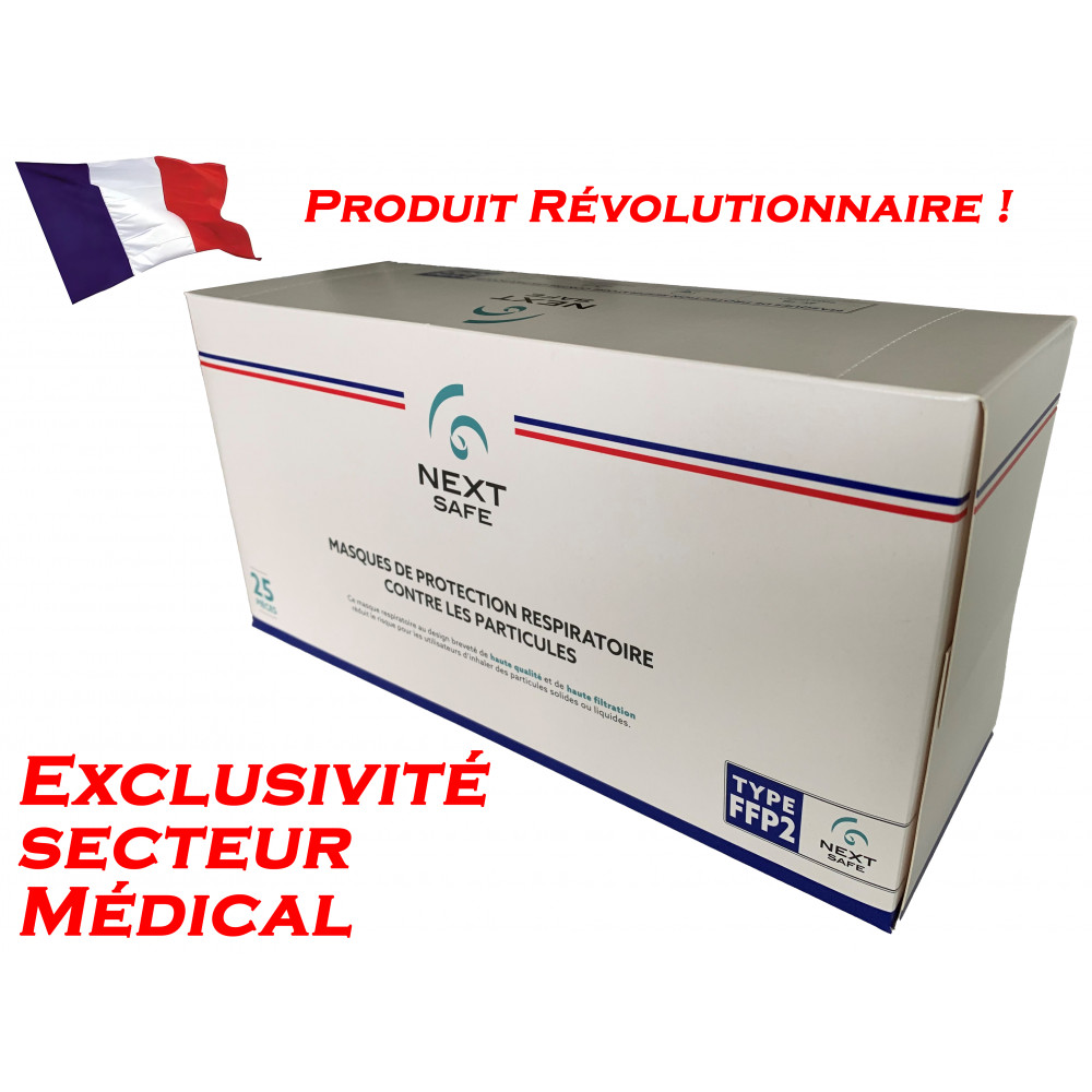 Masque chirurgical 3 plis FFP1 sans latex - Boite de 50 unités