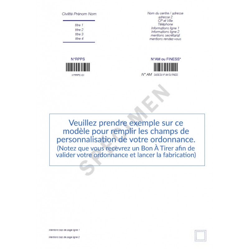 Ordonnances sécurisées dupliquées A4 bloc de 50