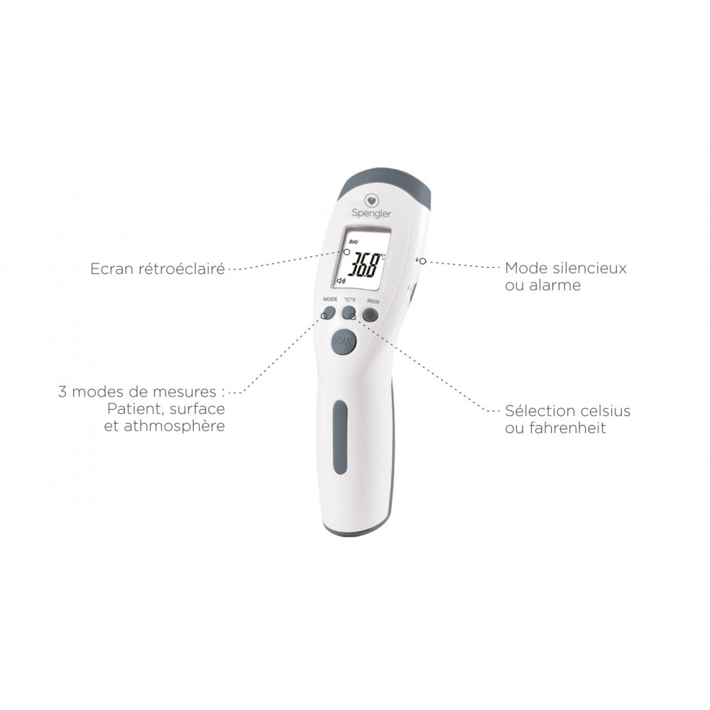 Stylo Thermomètre Infrarouge – Sans Contact, Plage -50°C à 220°C, Sélection °C/°F, Portable
