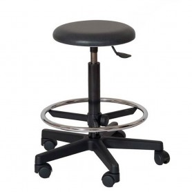 Tabouret noir avec vérin à gaz et repose-pieds circulaire