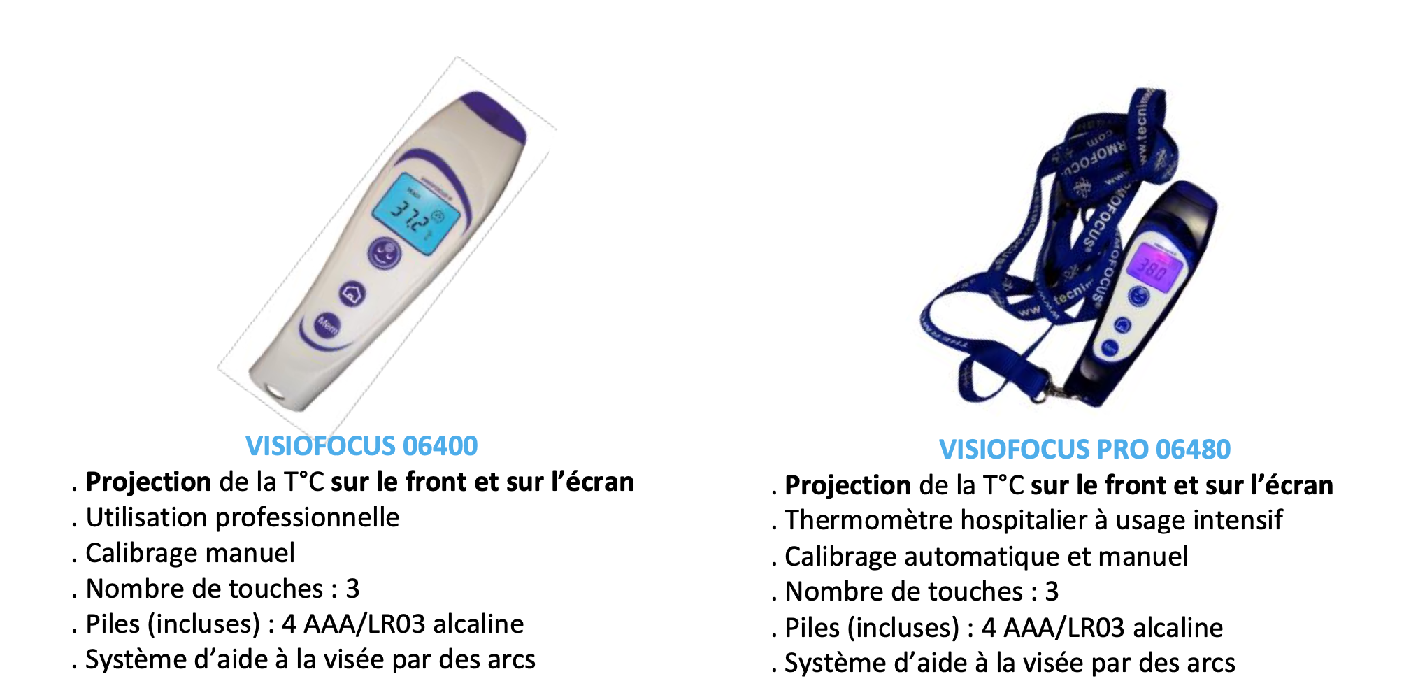 Thermomètre frontal infrarouge sans contact Visiofocus Pro
