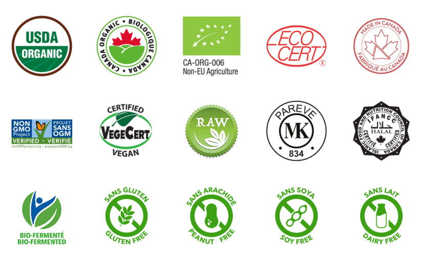 Logos des certifications protéines végétales Nature Zen